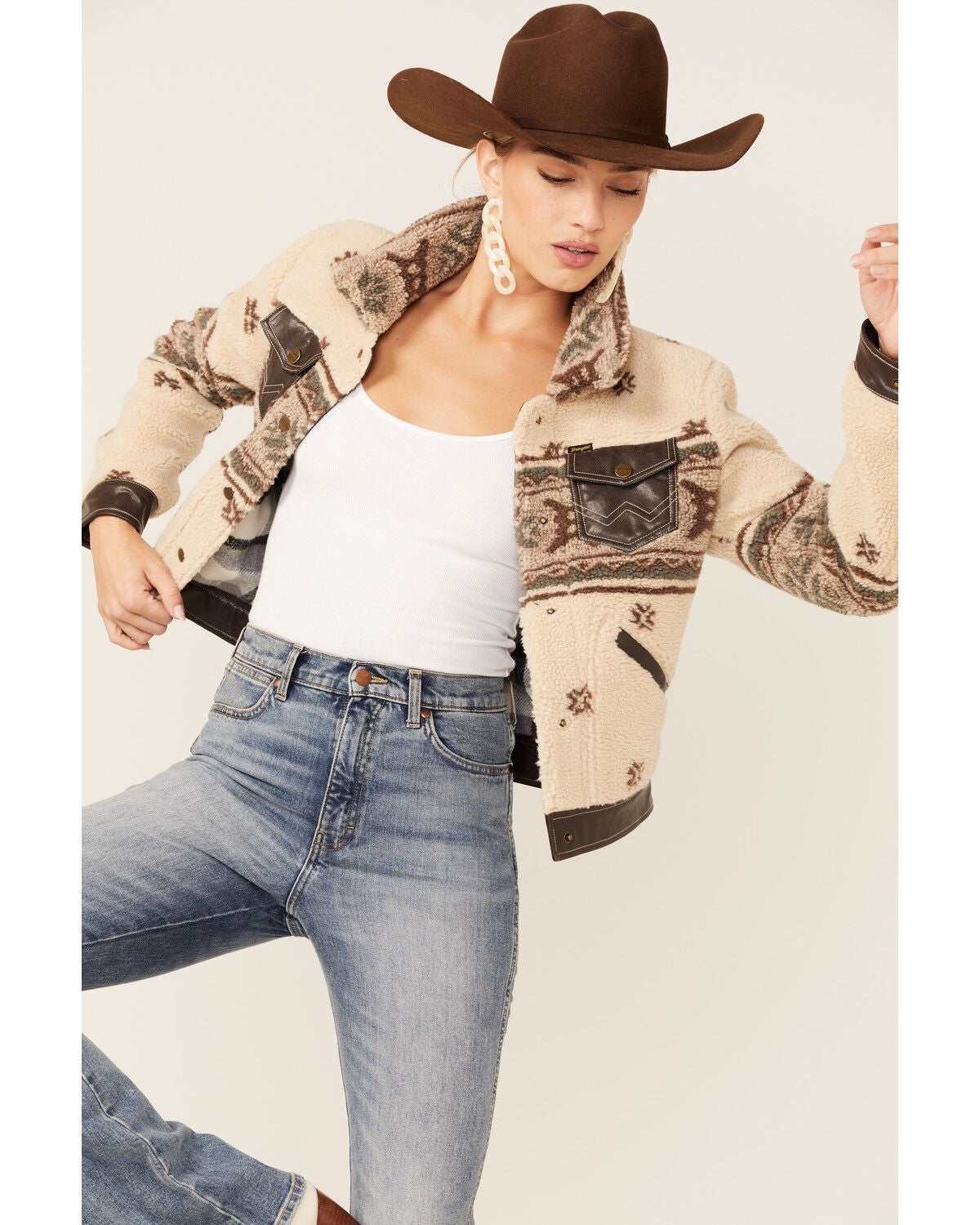 Stamped Leather Southwestern Jacket 
