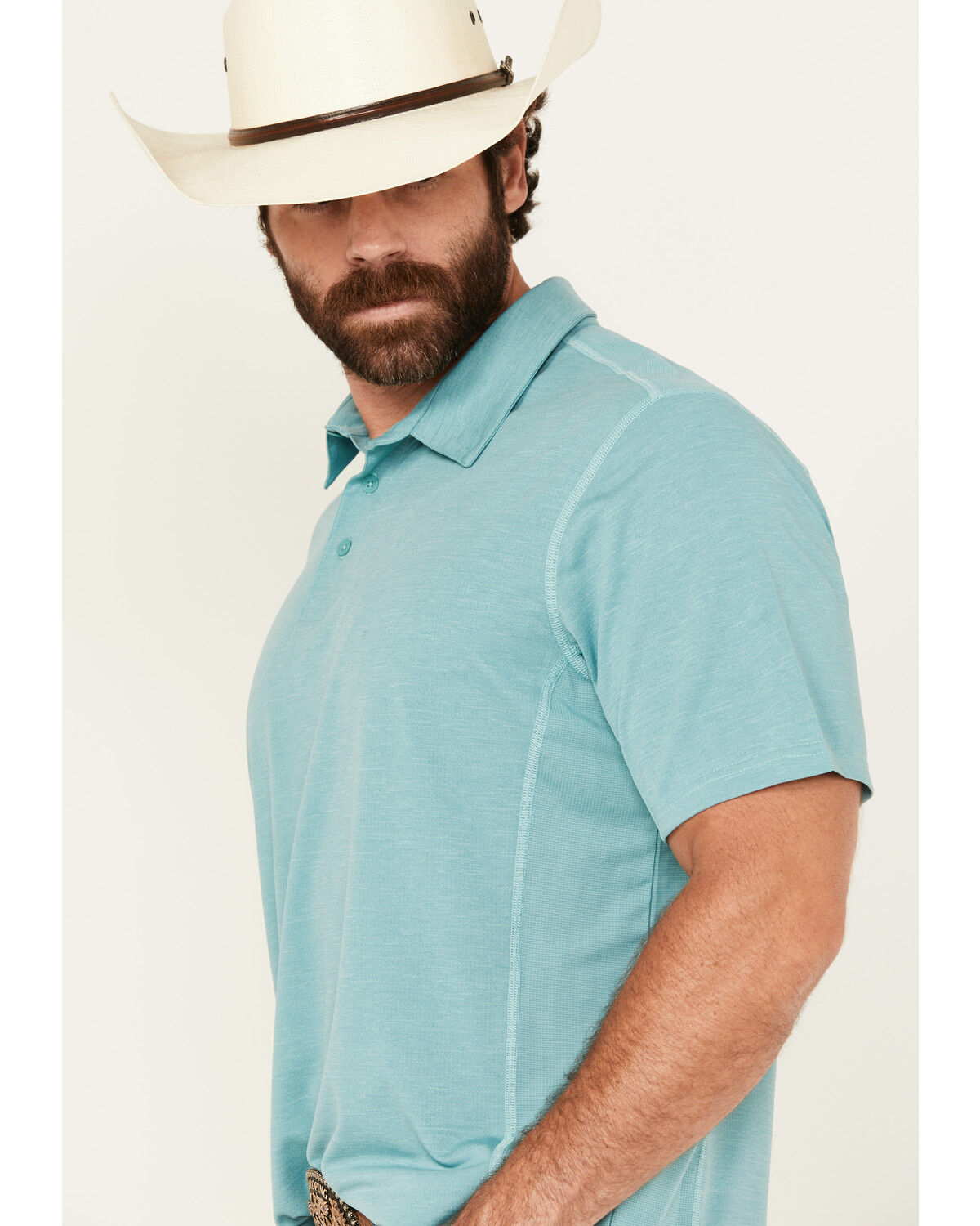 Image #2 - Wrangler Men's Solid Short Sleeve Performance Polo, Turquoise, hi-res
