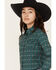 Image #2 - Roper Girls' Geo Print Long Sleeve Snap Western Shirt, Teal, hi-res
