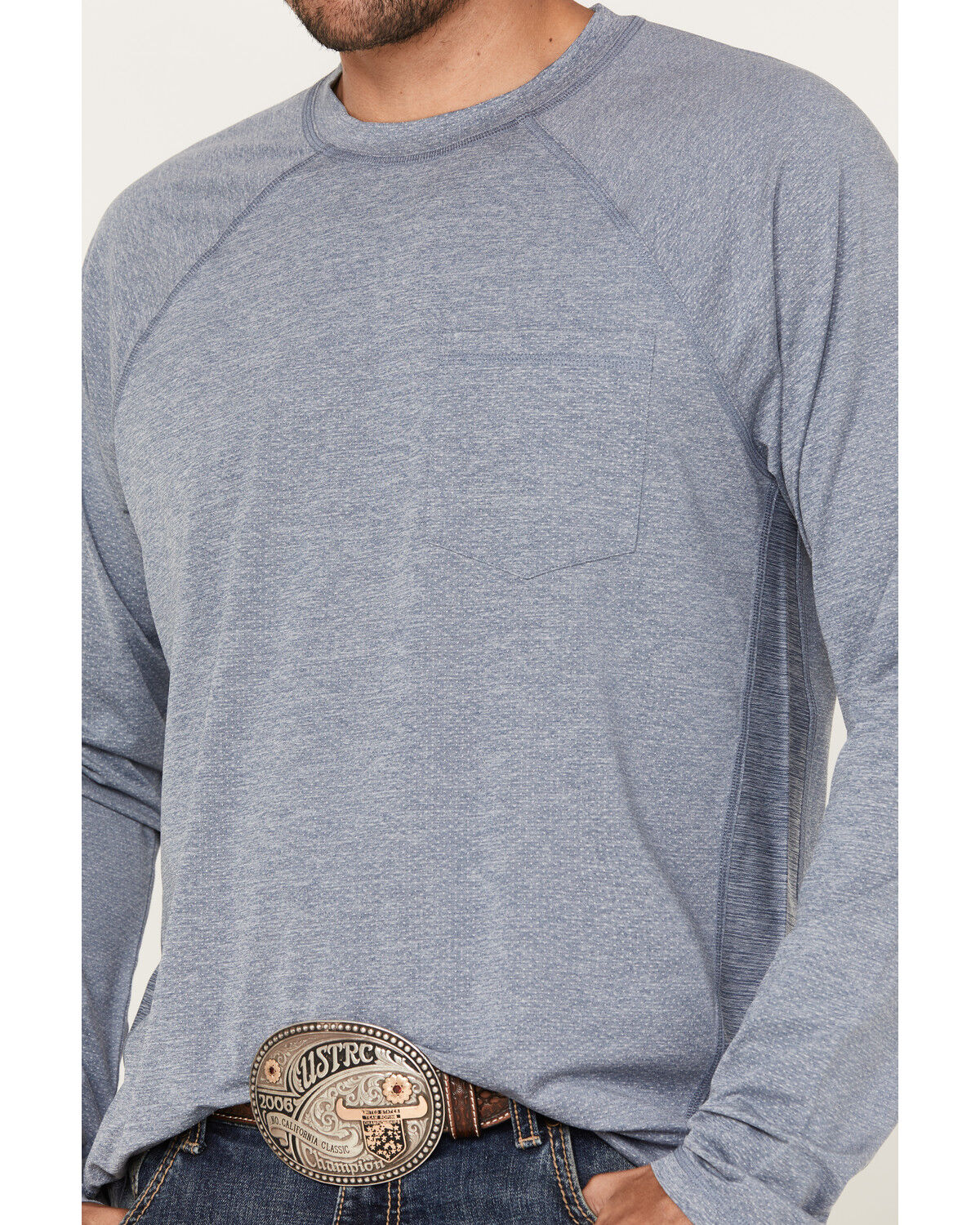 Image #3 - RANK 45® Men's Solid Performance Long Sleeve T-Shirt, Royal Blue, hi-res