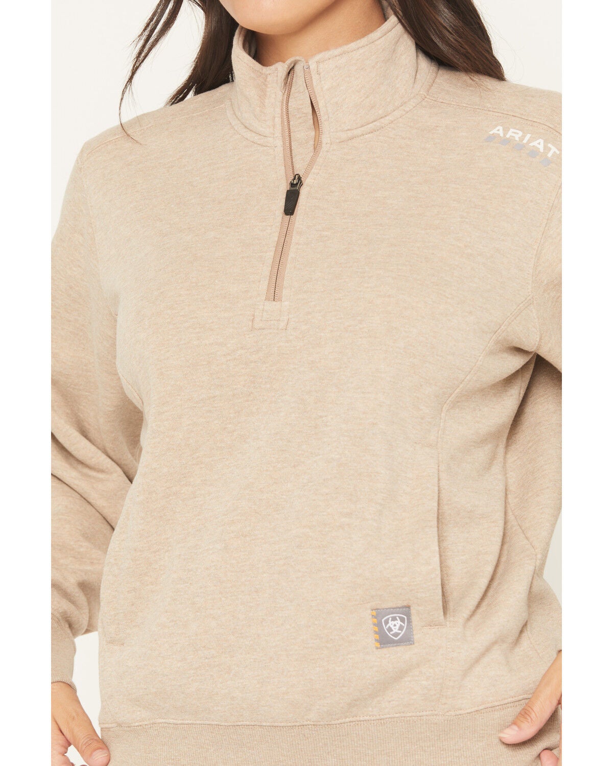 Image #3 - Ariat Women's Rebar Lightweight 1/2 Zip Pullover, Oatmeal, hi-res