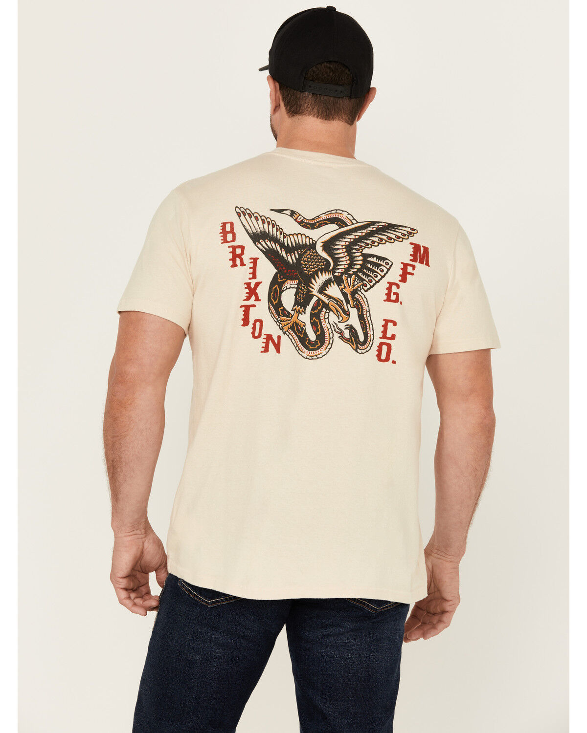 Image #4 - Brixton Men's Battle Logo Short Sleeve Graphic T-Shirt, Cream, hi-res