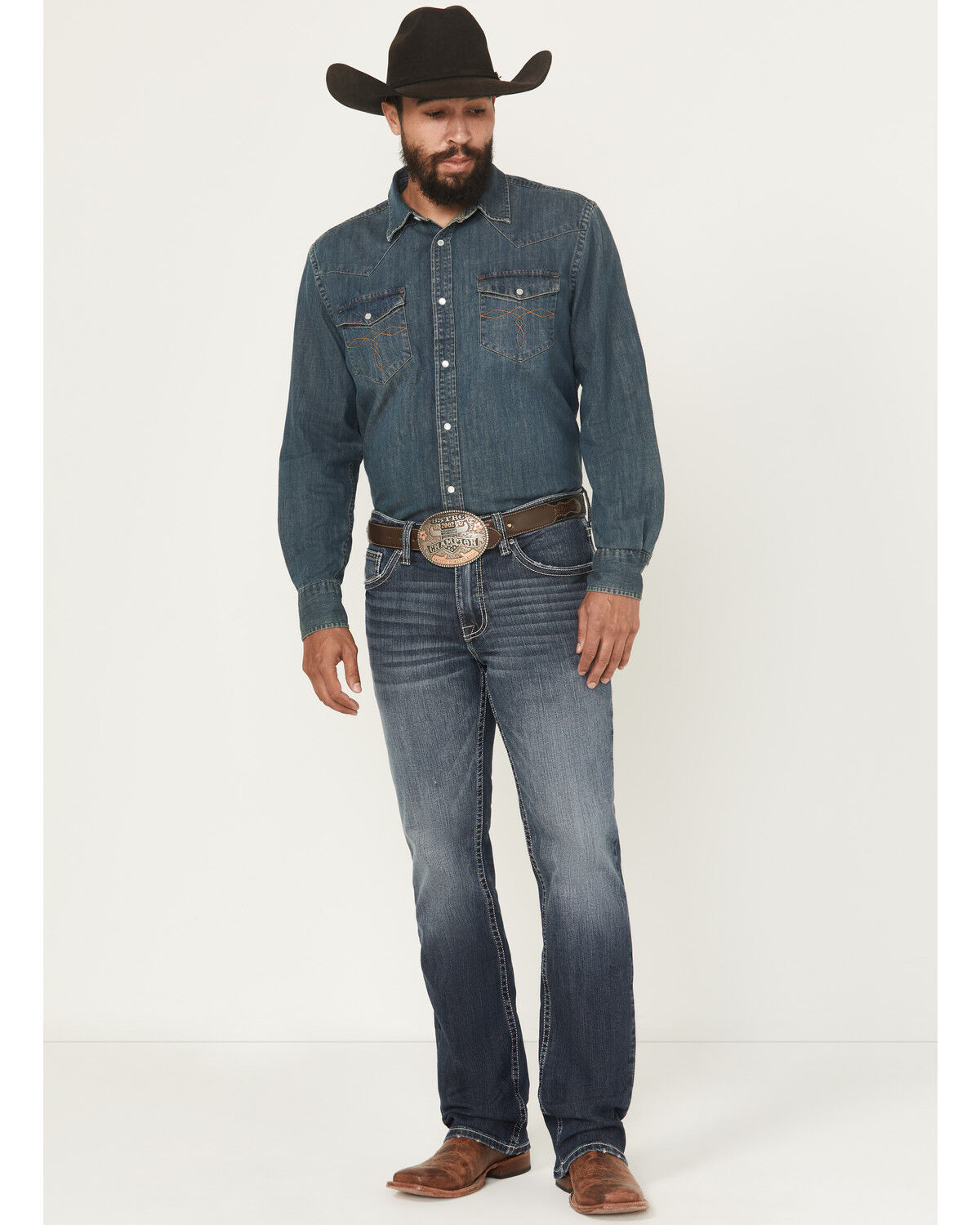 Image #1 - Cody James Men's Dark Wash Slim Bootcut Stretch Denim Jeans, Dark Wash, hi-res