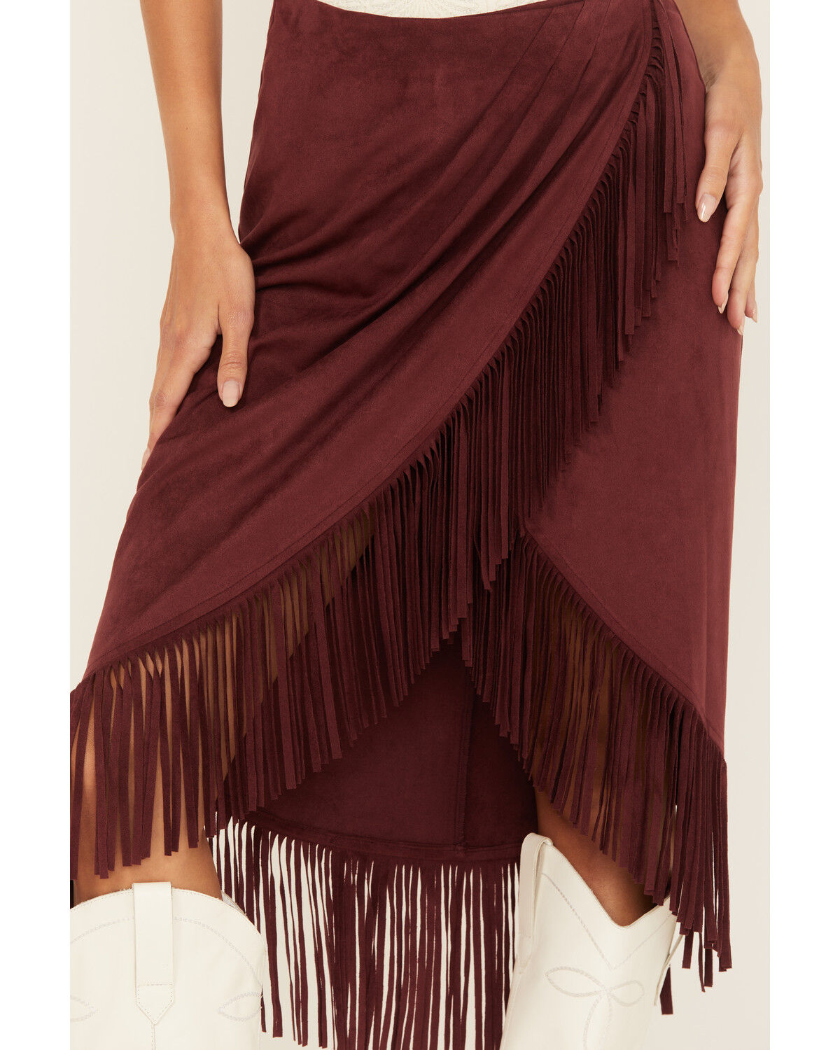 Image #2 - Shyanne Women's Faux Suede Wrap Fringe Skirt, , hi-res