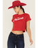 Image #1 - Girl Dangerous Women's Nashville Logo Short Sleeve Baby Tee, Red, hi-res