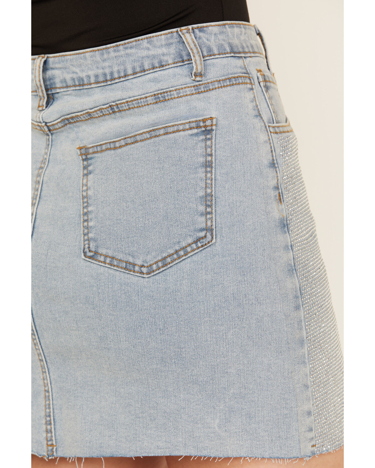 Image #4 - Blue B Women's Light Wash Embellished Mini Denim Skirt, Light Wash, hi-res