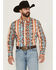 Image #1 - Wrangler Men's Checotah Southwestern Striped Long Sleeve Pearl Snap Western Shirt, Multi, hi-res