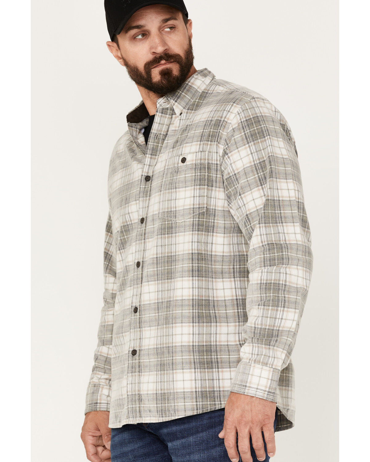 Image #2 - North River Men's Corduroy Medium Plaid Long Sleeve Button Down Shirt, Natural, hi-res