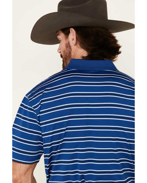 Wrangler 20X Men's Striped Short Sleeve Performance Polo Shirt , Blue, hi-res
