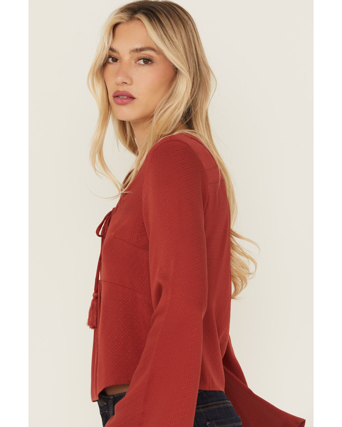 Image #2 - Idyllwind Women's Cedar Lace-Up Top, Chilli, hi-res