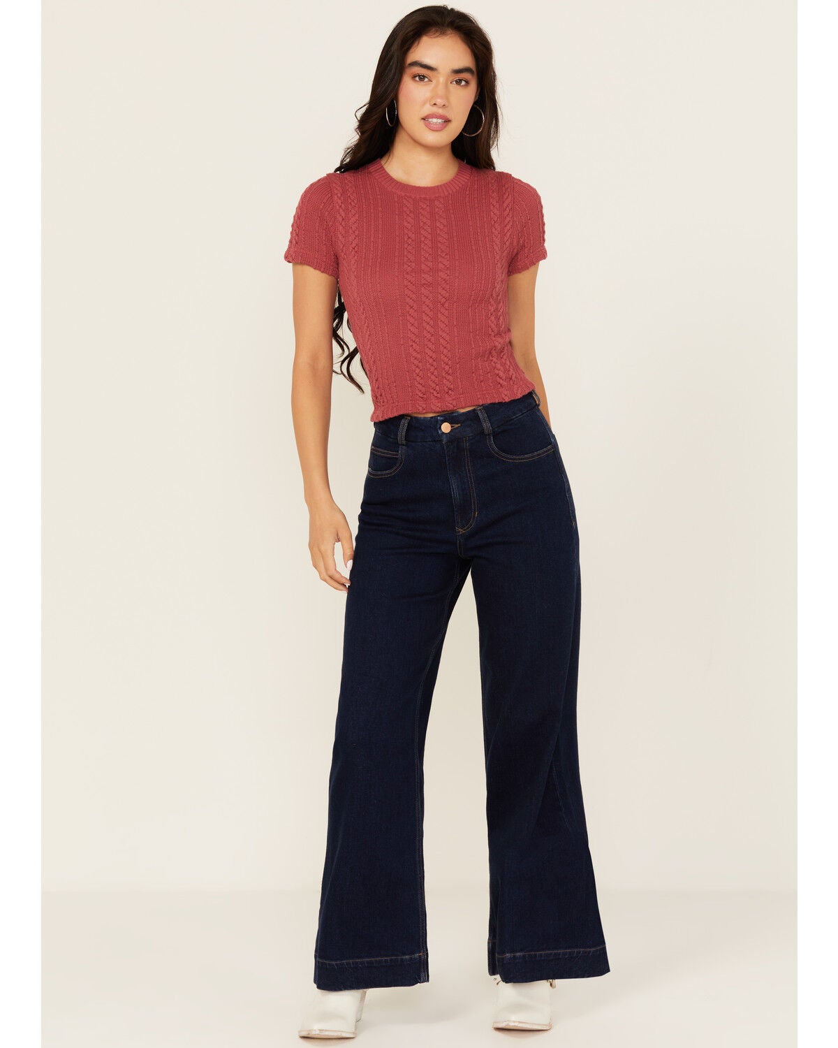 Image #1 - Dear John Women's Audrey Dark Wash Wide Stretch Denim Jeans, Dark Wash, hi-res