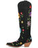 Image #3 - Dingo Women's Flower Power Suede Tall Western Boots - Snip Toe, Black, hi-res