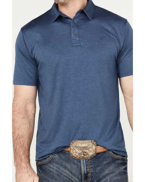 Image #3 - Ariat Men's Charger 2.0 Fitted Short Sleeve Polo Shirt, Navy, hi-res