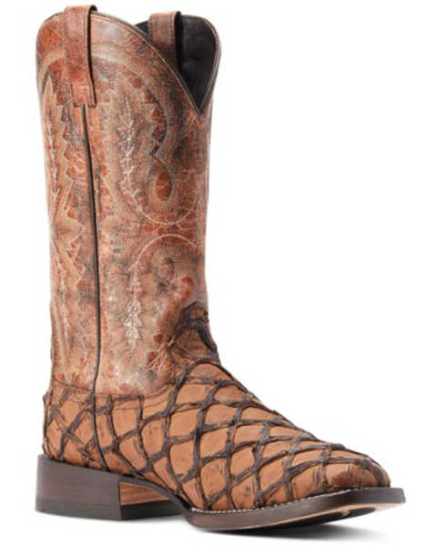 Ariat Men's Deep Water Exotic Pirarucu Western Boots - Broad Square Toe, Brown, hi-res