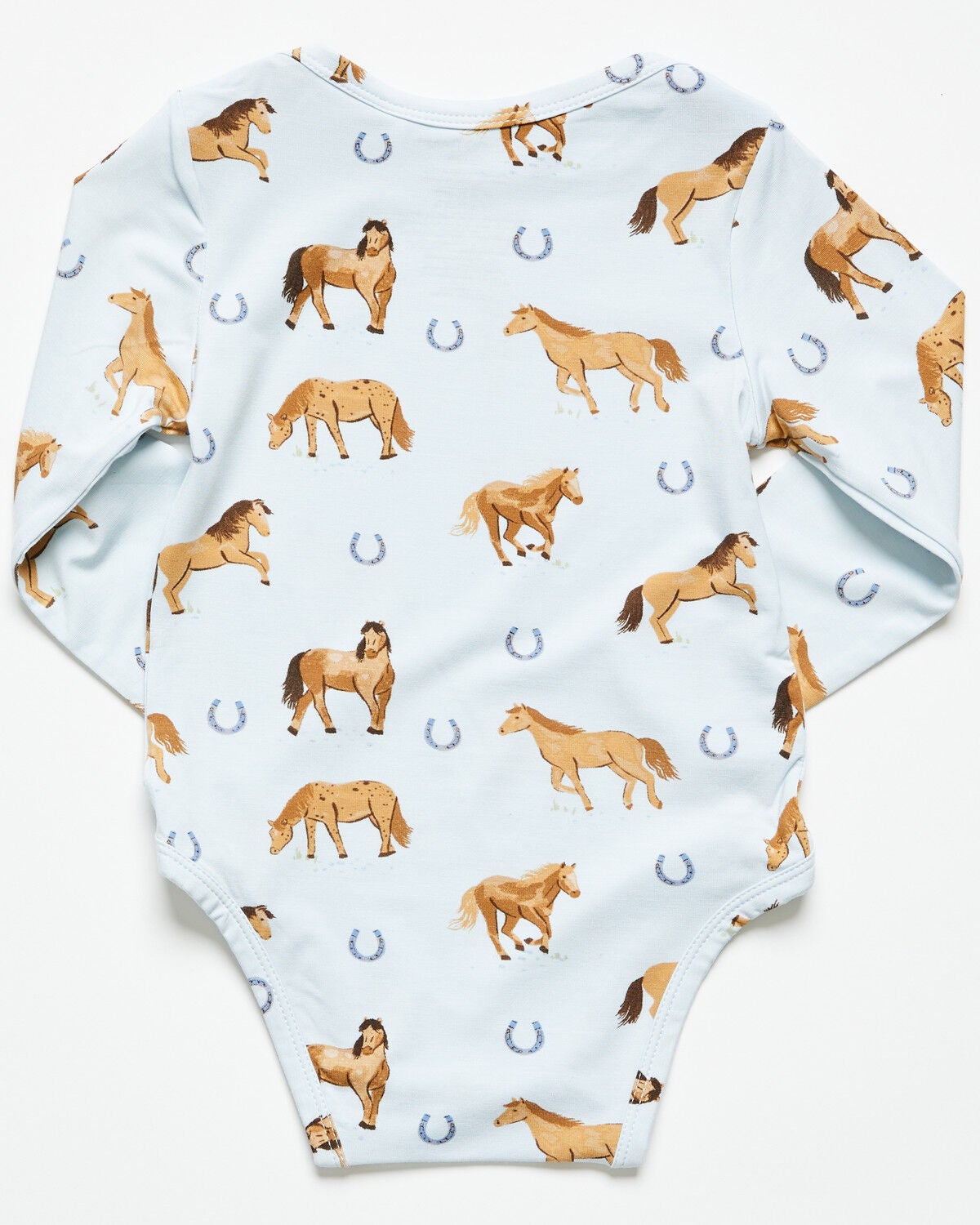Image #3 - Angel Dear Infant Boys' Horse Print Long Sleeve Onesie, Blue, hi-res