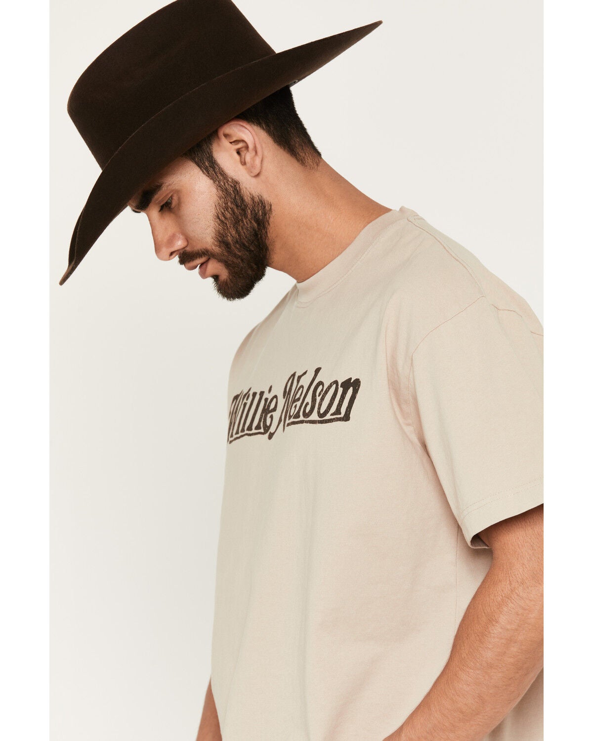Image #2 - Willie Nelson Men's Silhouette Short Sleeve Graphic T-Shirt, Natural, hi-res