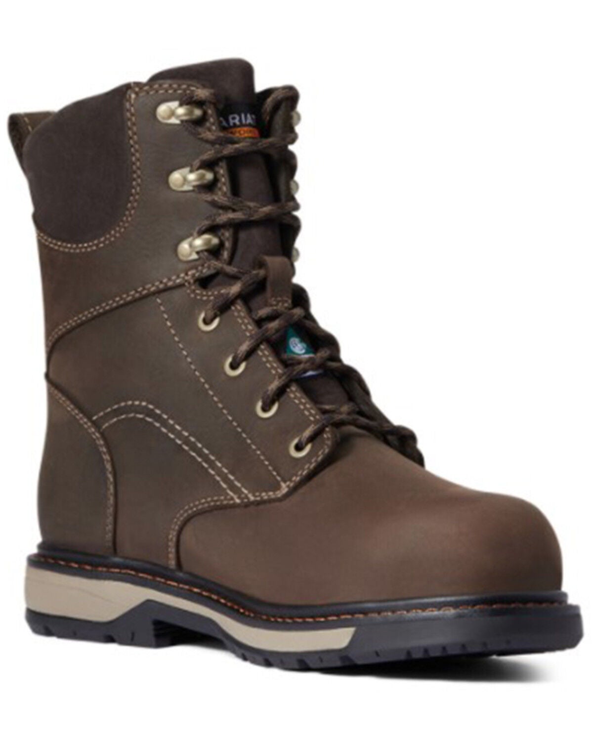 Ariat Women's Dark Brown Riveter 8" H20 400G CSA Glacier Grip Work Boot - Round Toe, Brown, hi-res
