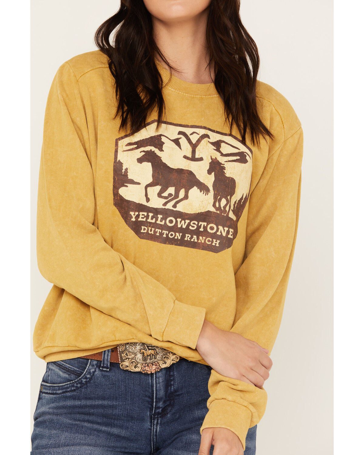 Image #3 - Paramount Network's Yellowstone Women's Dutton Ranch Long Sleeve Raglan Tee, Honey, hi-res