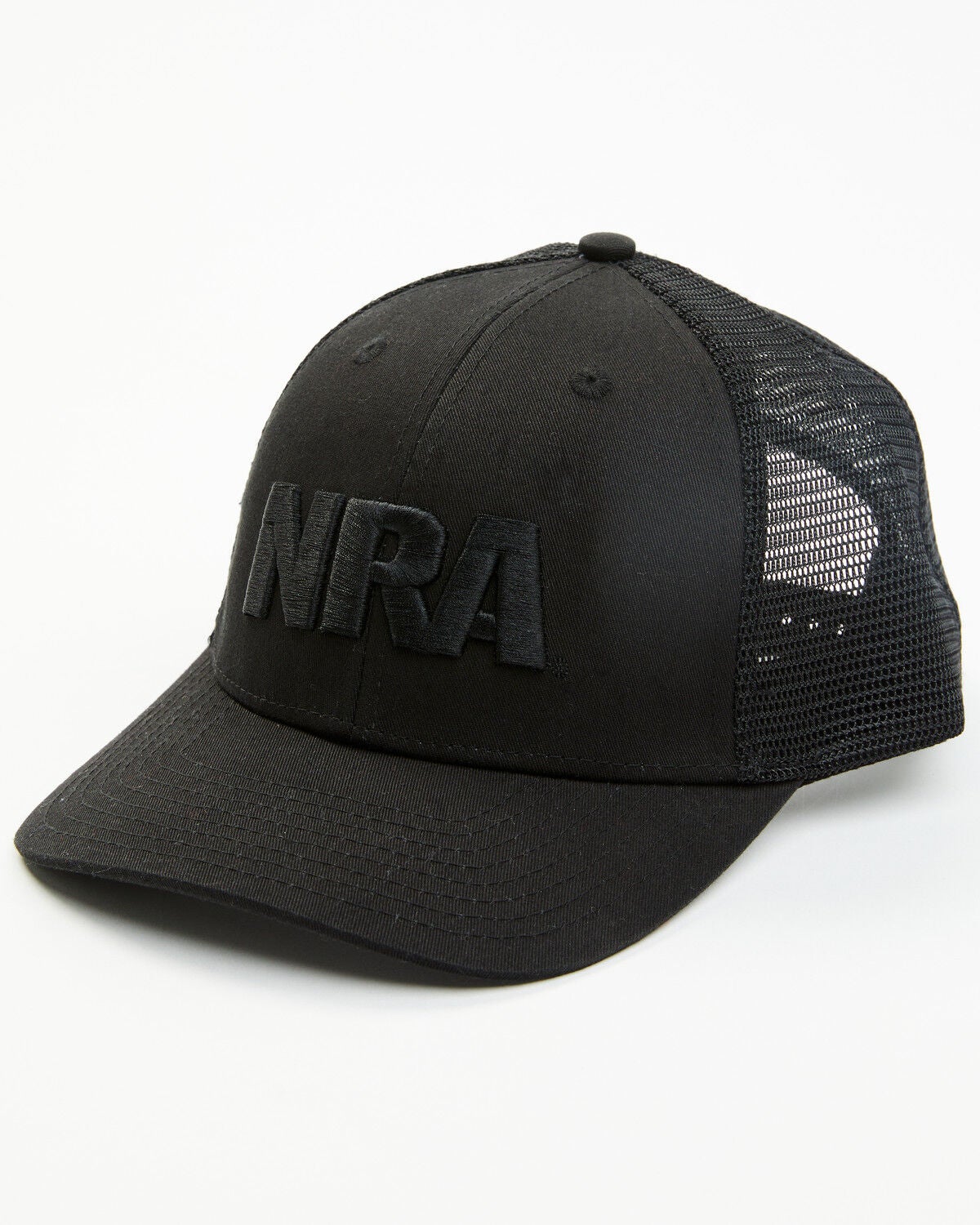 NRA Men's Applique Logo Embroidered Trucker Cap, Black, hi-res