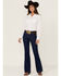 Image #1 - RANK 45® Women's Mid Rise Flare Super Dark Wash Mid Rise Signature Back Pocket, Super Dark Wash, hi-res