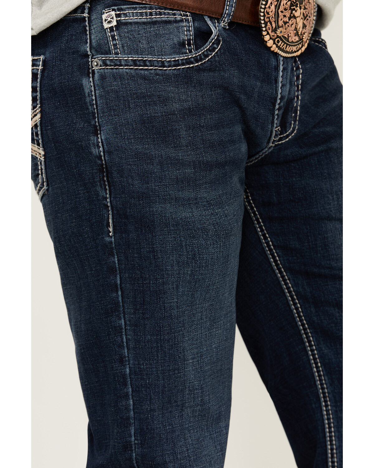 Image #4 - Hooey by Rock & Roll Denim Men's Pistol Medium Wash Straight Bootcut Reflex Stretch Denim Jeans, Medium Wash, hi-res