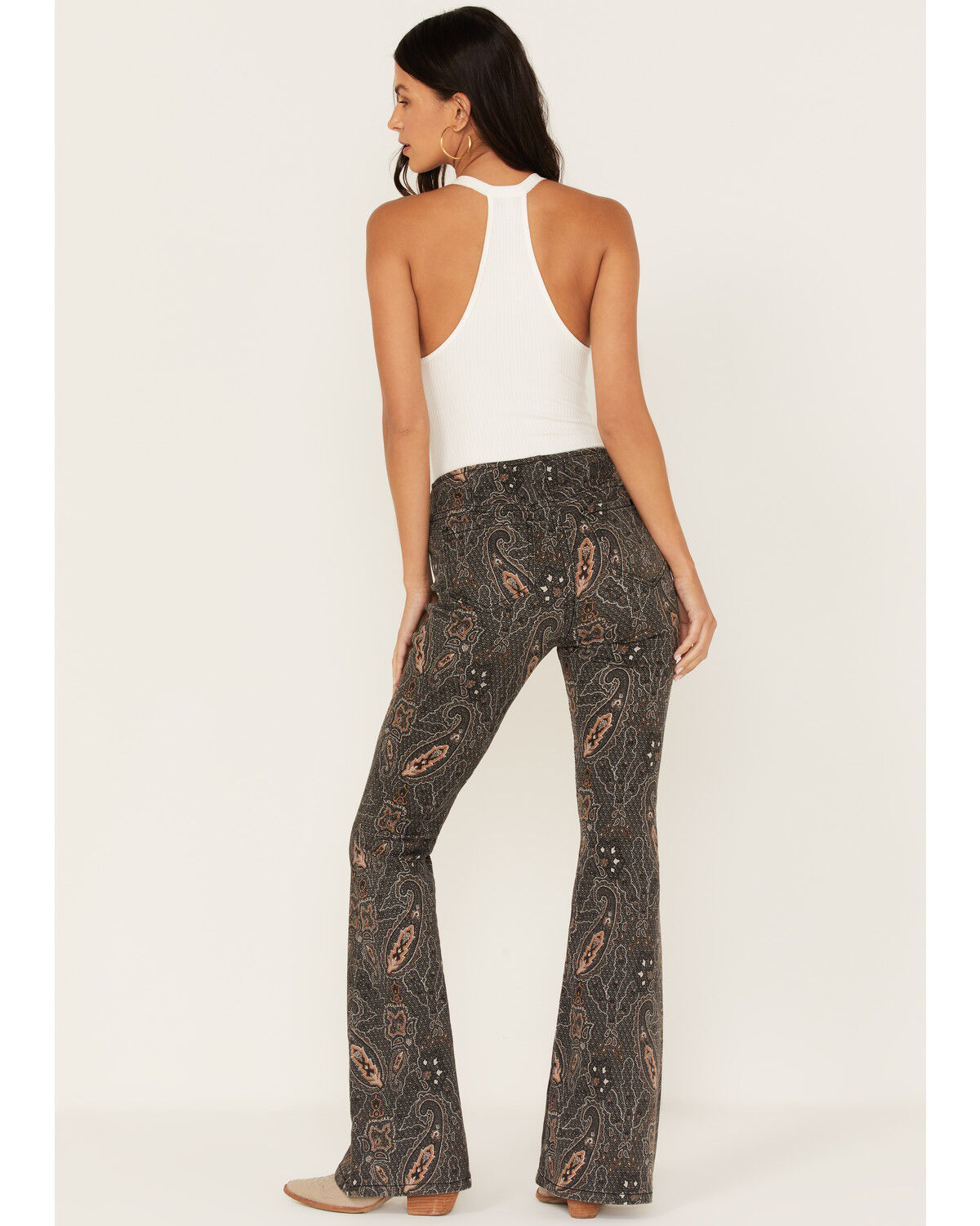 Image #3 - Rock & Roll Denim Women's Paisley Print High Rise Flare Jeans, Black, hi-res
