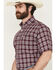 Image #2 - Cinch Men's Plaid Print Short Sleeve Button-Down Western Shirt - Big, Purple, hi-res