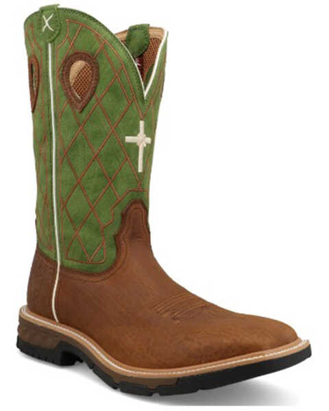 Image #1 - Twisted X Men's Tech X™ Western Boots - Broad Square Toe, Green, hi-res