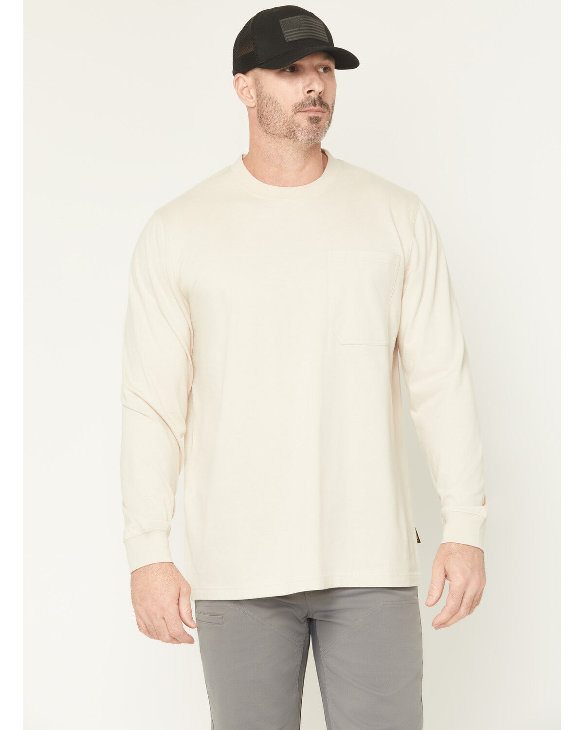 Image #2 - Hawx Men's Hawk Logo Long Sleeve Graphic Work T-Shirt, Tan, hi-res