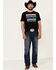 Cinch Men's Black Vintage Striped Logo Short Sleeve T-Shirt , Black, hi-res