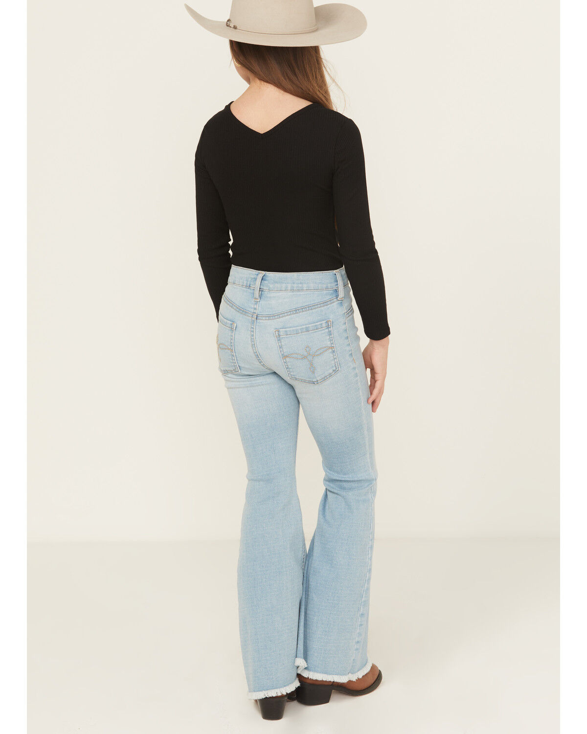 Image #3 - Shyanne Girls' Light Wash Flare Stretch Denim Jeans, Medium Wash, hi-res