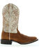 Image #2 - Botas Caborca For Liberty Black Women's Embroidered Leaf Western Boot - Broad Square Toe , Tan, hi-res