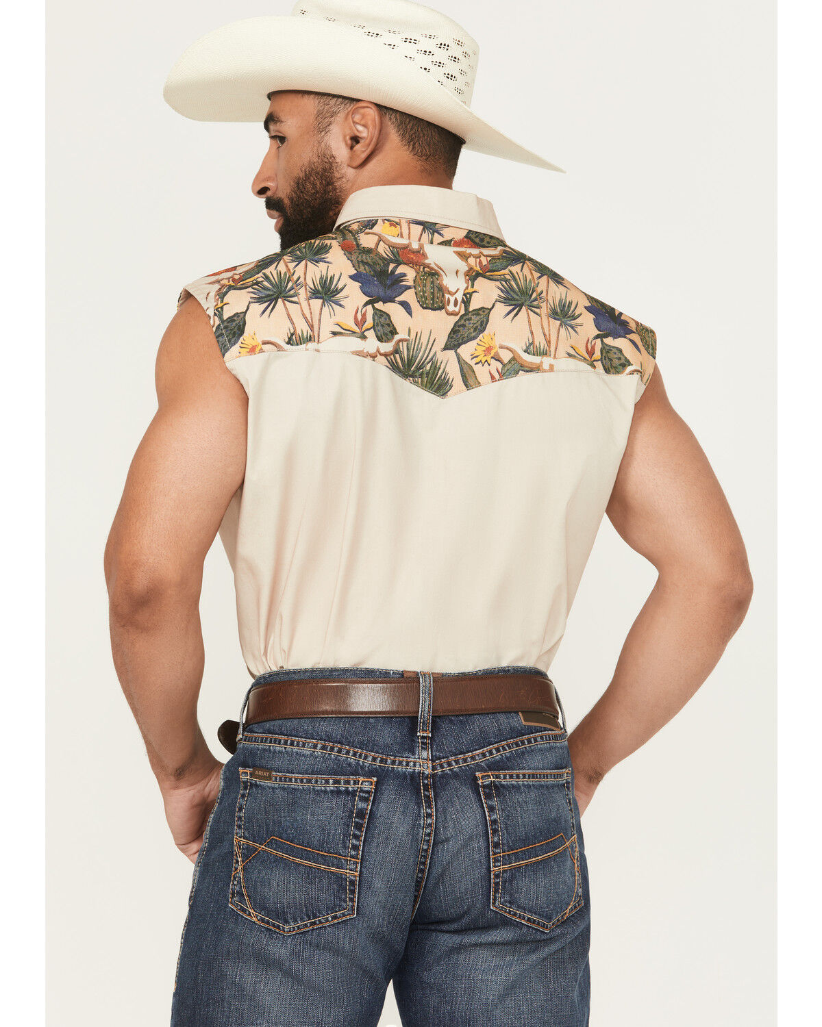 Image #4 - Coors Men's Boot Barn Exclusive Banquet Rodeo Logo Sleeveless Snap Bubba, Natural, hi-res