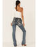 Miss Me Women's Blurred Lines Bootcut Jeans, Blue, hi-res