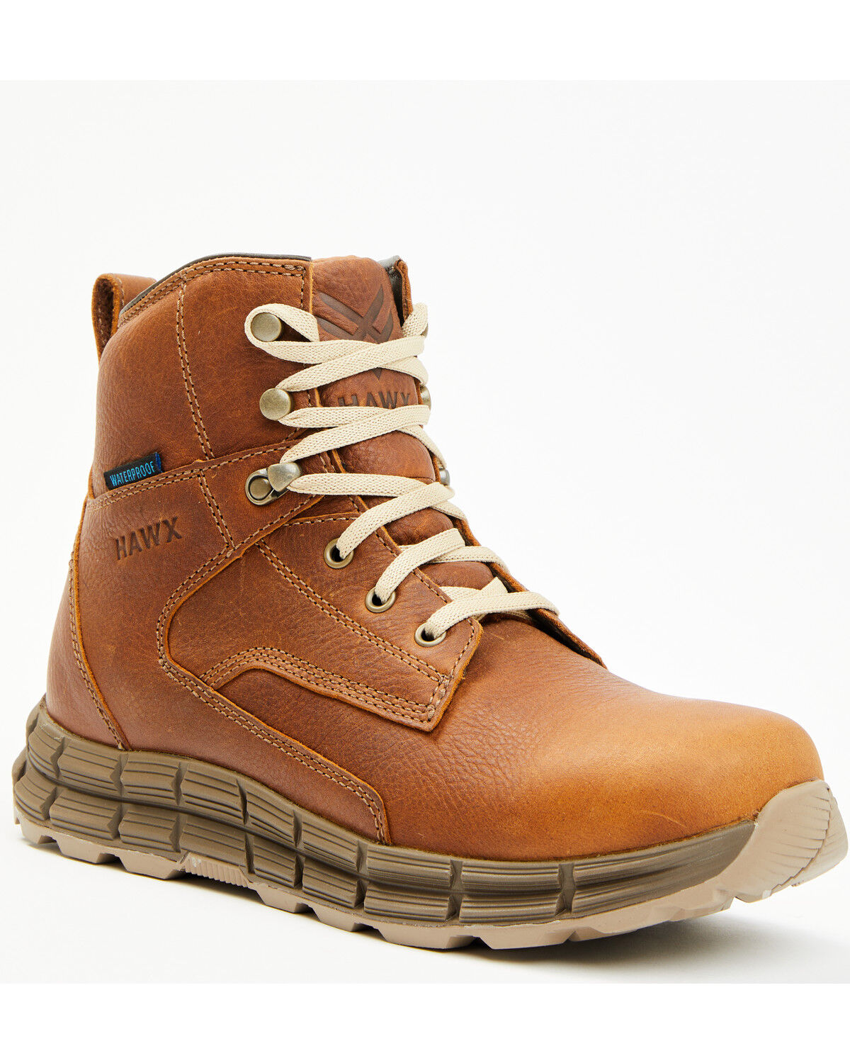 Image #1 - Hawx Men's 6" Waterproof Hiking Boots - Soft Toe, Tan, hi-res