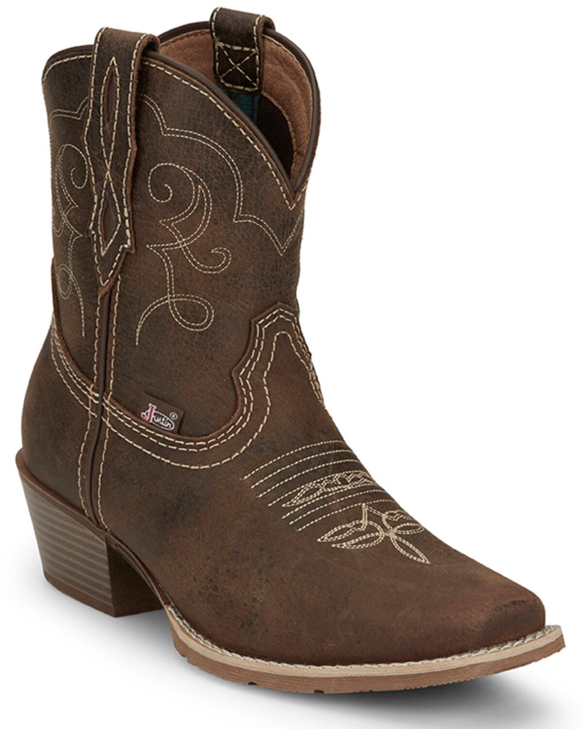 Justin Women's San Jose Western Booties - Square Toe, Dark Brown, hi-res