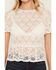 Image #3 - Ash & Violet Women's Ruching Lace Short Sleeve Tee, White, hi-res