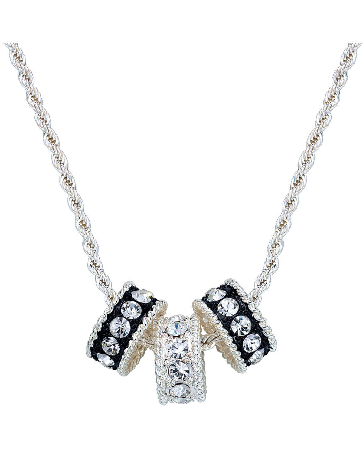 Image #1 - Montana Silversmiths Women's Crystal Shine Three Ring Necklace, Silver, hi-res
