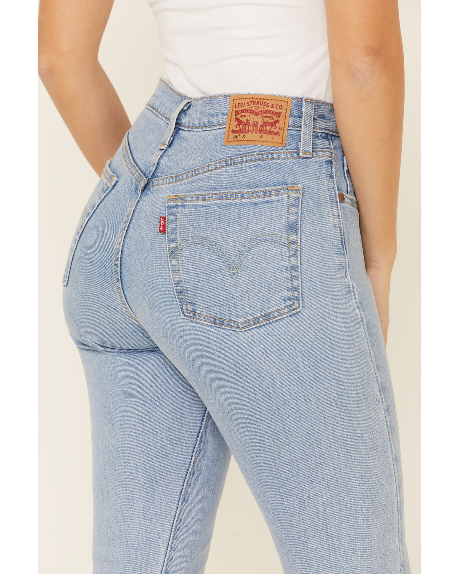 Image #3 - Levi's Women's 501 Fray Hem Skinny Jeans, Blue, hi-res