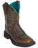 Image #1 - Justin Women's Mandra Chocolate Western Boots - Broad Square Toe, Chocolate, hi-res