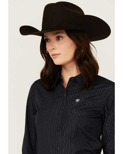Image #2 - Ariat Women's Kirby Striped Long Sleeve Button-Down Stretch Western Shirt , Black, hi-res