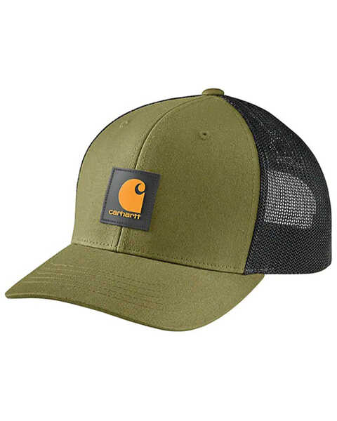 Carhartt Men's Logo Patch Mesh Back Baseball Cap, Olive, hi-res