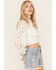 Image #2 - Miss Me Women's Lace Long Sleeve Button-Down Shirt, White, hi-res