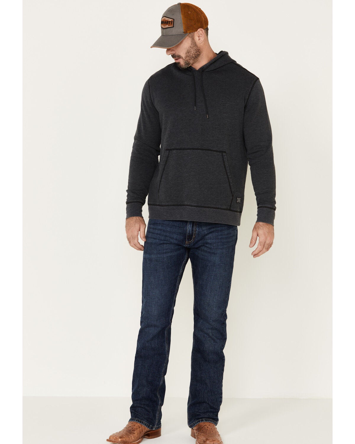 Flag & Anthem Men's Charcoal Colerain Burnout Fleece Hooded Sweatshirt, Charcoal, hi-res
