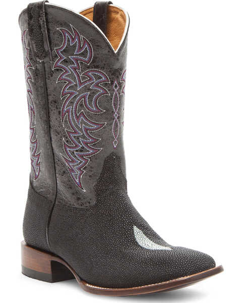 Cody James Men's Exotic Stingray Western Boots - Broad Square Toe, Black, hi-res
