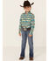 Image #4 - RANK 45® Girls' Southwestern Print Long Sleeve Pearl Snap Western Shirt, Teal, hi-res