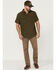 Image #2 - Brothers and Sons Men's Solid Dobby Performance Short Sleeve Button-Down Western Shirt, Olive, hi-res
