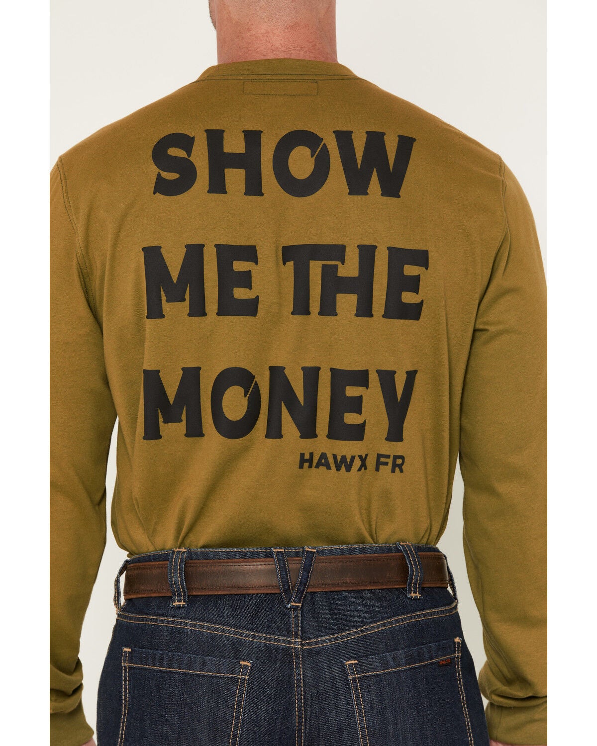 Image #4 - Hawx Men's FR Solid Money Long Sleeve Work T-Shirt, Green, hi-res