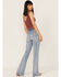 Image #4 - Rock & Roll Denim Women's Light Wash High Rise Yoke Trouser Flare Jeans, Light Wash, hi-res