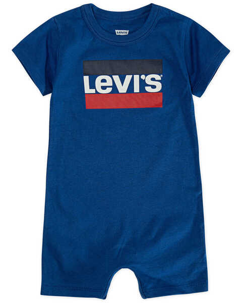 Image #1 - Levi's Infant Boys' Bar Logo Short Sleeve Onesie, Navy, hi-res